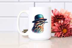 Watercolor Vibrant Nightjar Hat Clipart Product Image 2