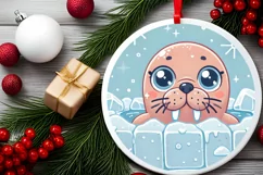 Round Christmas Ornament Sublimation|Clipart Product Image 1
