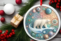 Round Christmas Ornament Sublimation|Clipart Product Image 2