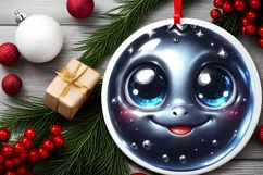 Christmas Turtle Round Ornament Sublimation PNG Product Image 2