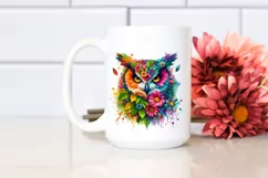 Vibrant Owl with Flowers, PNG Product Image 2