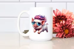 Running Baby Pig Watercolor PNG Product Image 2