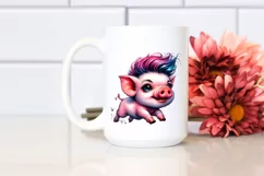 Running Baby Pig Watercolor PNG Product Image 2