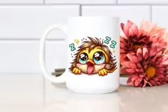 Colorful Cartoon Baby Sparrow Sleeping | Sublimation Clipart Product Image 2