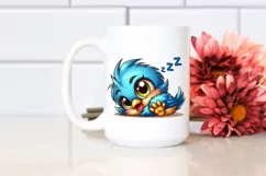 Colorful Cartoon Baby Sparrow Sleeping | Sublimation Clipart Product Image 2