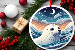 Round Christmas Ornament Sublimation|Clipart Product Image 2