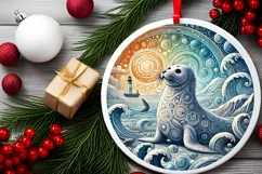 Round Christmas Ornament Sublimation|Clipart Product Image 2