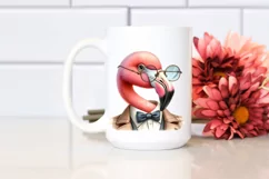 Detailed Whimsical Flamingo in Suit Clipart Product Image 2