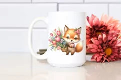 Cute Baby Fox Holding Flower Basket | Sublimation Clipart Product Image 2
