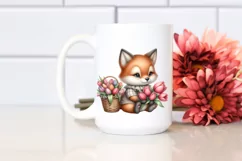 Cute Baby Fox Holding Flower Basket | Sublimation Clipart Product Image 2