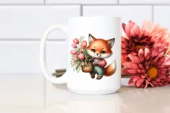Cute Baby Fox Holding Flower Basket | Sublimation Clipart Product Image 2