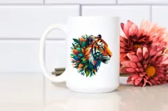 Vibrant Tiger with Plant Leaves, PNG Product Image 2