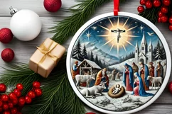 Round Christmas Ornament Sublimation|Clipart Product Image 2