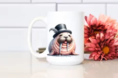 Detailed Whimsical Walrus with Tongue Out Clipart Product Image 2
