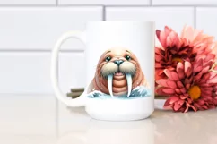 Detailed Whimsical Walrus with Tongue Out Clipart Product Image 2