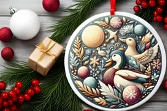 Round Christmas Ornament Sublimation|Clipart Product Image 2