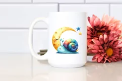 Colorful Baby Snail Sleeping on the Moon | Sublimation | Product Image 2