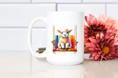 Colorful Lamb on Swing Chair Clipart Product Image 2
