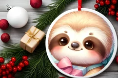 Cute Baby Sloth Winter Gift Box PNG Product Image 2
