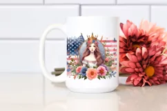 Watercolor Vintage Princess in USA Flag Colors | Clipart Product Image 2
