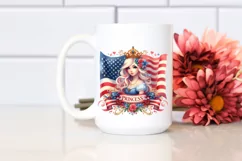 Watercolor Vintage Princess in USA Flag Colors | Clipart Product Image 2