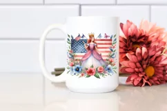 Watercolor Vintage Princess in USA Flag Colors | Clipart Product Image 2