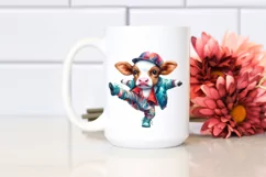 Baby Cow in Modern Dancer's Outfit PNG Product Image 2