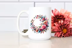 Abstract Colorful Wreath Pink Roses | Sublimation | Clipart Product Image 2