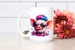 Posing Baby Pig Watercolor PNG Product Image 2
