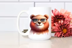 Funny Cute Bear Portrait Sunglasses Clipart Product Image 2