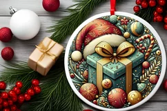 Round Christmas Ornament Sublimation|Clipart Product Image 2