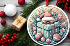 Round Christmas Ornament Sublimation|Clipart Product Image 2