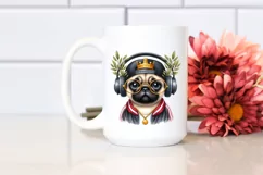 Watercolor Pug Singing Hip Hop | Clipart Product Image 2