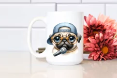 Watercolor Pug Singing Hip Hop | Clipart Product Image 2