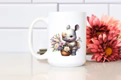 Cute Baby Rhino with Freesia | Clipart Product Image 2