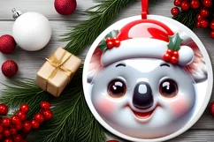 Christmas Koala Round Ornament Sublimation PNG Product Image 2