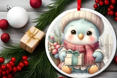 Cute Baby Parrot Winter Gift Box PNG Product Image 2