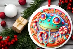 Round Christmas Ornament Sublimation|Clipart Product Image 1