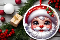 Christmas Santa Claus Round Ornament Sublimation PNG Product Image 2