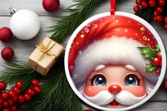 Christmas Santa Claus Round Ornament Sublimation PNG Product Image 2