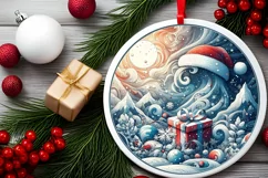 Round Christmas Ornament Sublimation|Clipart Product Image 2