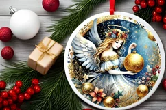 Round Christmas Ornament Sublimation|Clipart Product Image 1