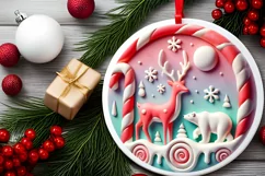 Round Christmas Ornament Sublimation|Clipart Product Image 1