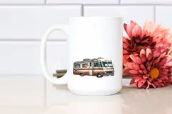 Watercolor Vintage RV with Fireworks | Clipart Product Image 2