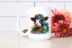 Baby Cow in Racer&#039;s Suit, Watercolor PNG Product Image 2