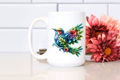 Vibrant Bird with Flowers, PNG Product Image 2