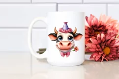 Cow Watercolor Cow Portrait with a Flower Product Image 2