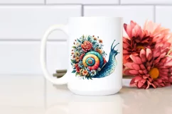 Retro Watercolor Snail Sticker | Sublimation | Clipart Product Image 2