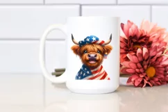 Highland Cow in USA Flag Colors,Entertaining Smile | Product Image 2