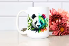 Vibrant Panda with Plant Leaves, PNG Product Image 2
